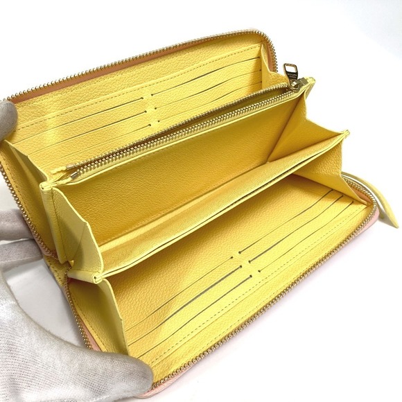 Louis Vuitton Monogram Amplant Zippy Wallet Round Zipper Pink Beige Yellow - Picture 5 of 8